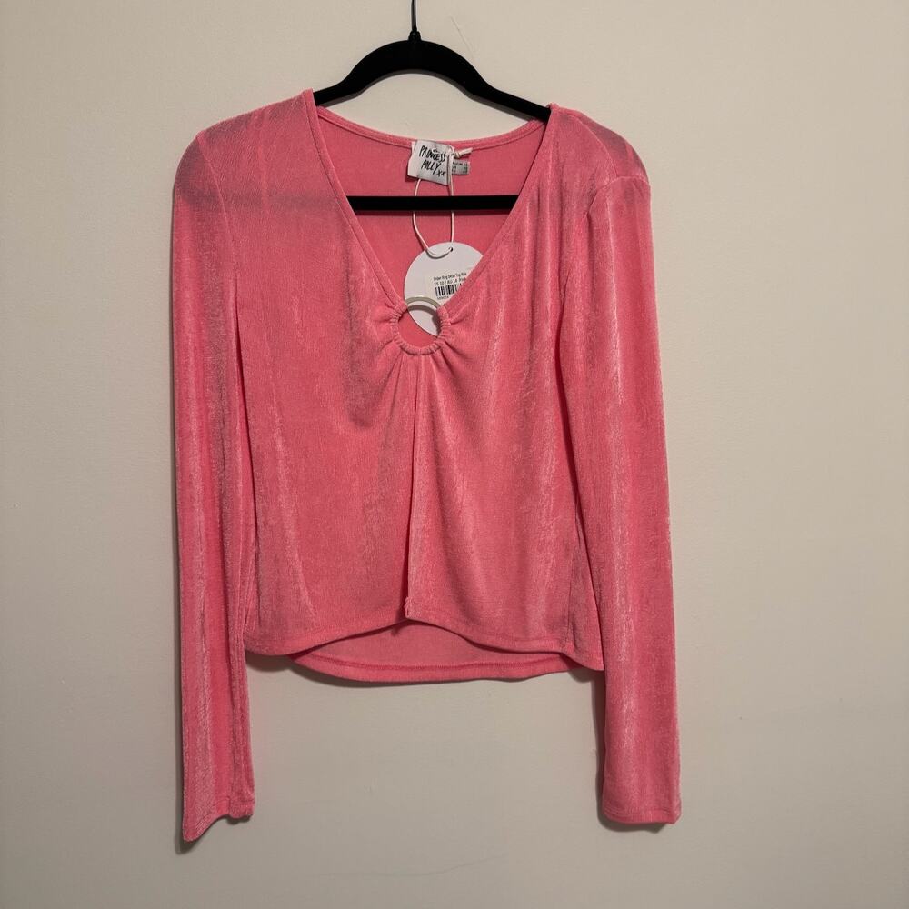 NWT Princess Polly Long Sleeve Pink Open Front Top